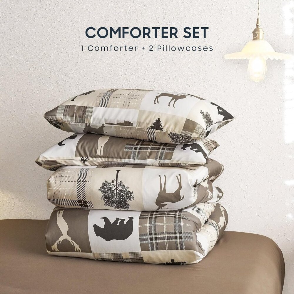 All-Season Rustic Comforter Set - Queen Size Bedding with Woodland Animals - Picture 2 of 6